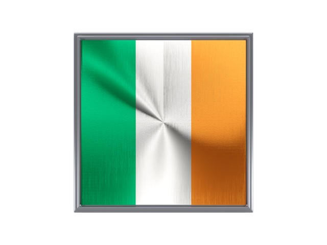 Square metal button. Download flag icon of Ireland at PNG format