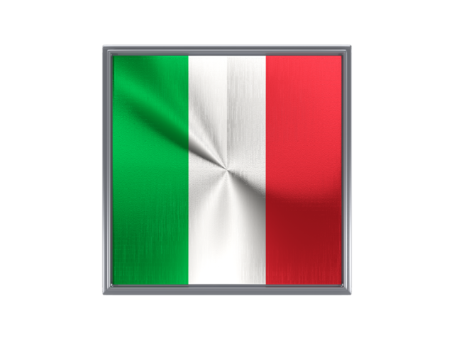 Square metal button. Download flag icon of Italy at PNG format