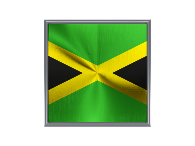 Square metal button. Download flag icon of Jamaica at PNG format