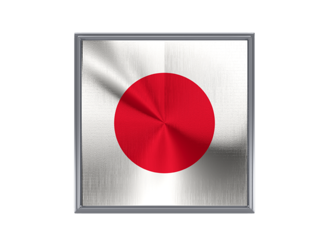 Square metal button. Download flag icon of Japan at PNG format