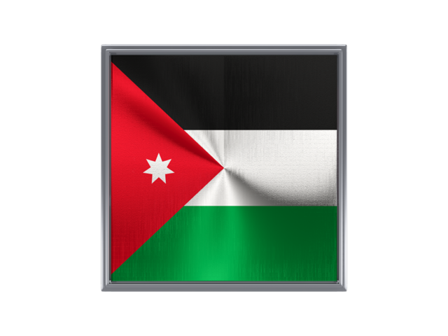 Square metal button. Download flag icon of Jordan at PNG format