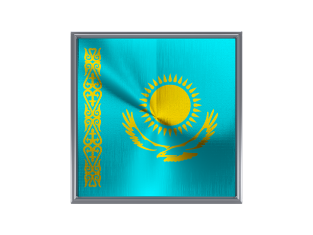 Square metal button. Download flag icon of Kazakhstan at PNG format