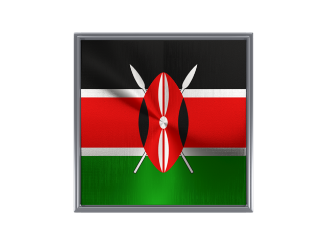 Square metal button. Download flag icon of Kenya at PNG format