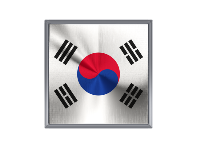 Square metal button. Download flag icon of South Korea at PNG format