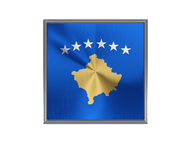 Square metal button. Download flag icon of Kosovo at PNG format