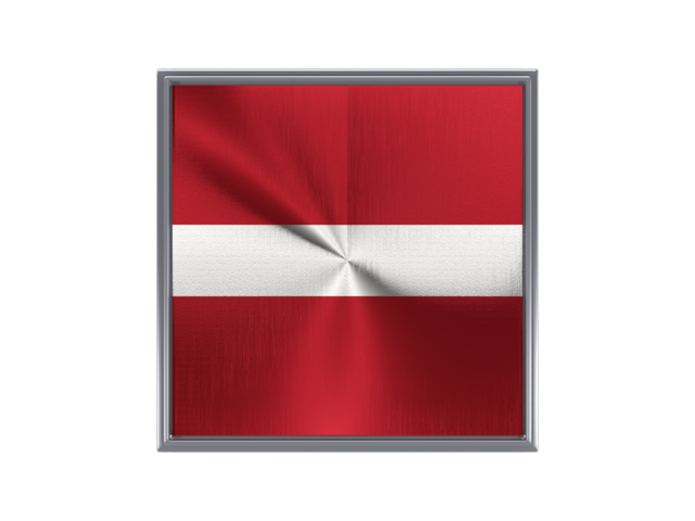 Square metal button. Download flag icon of Latvia at PNG format