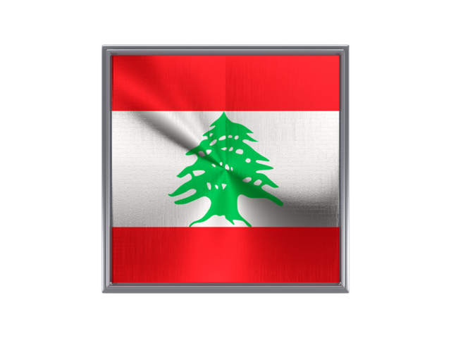 Square metal button. Download flag icon of Lebanon at PNG format