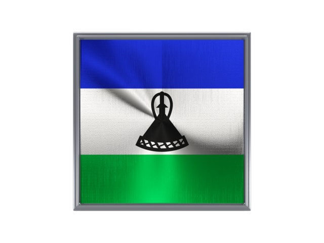 Square metal button. Download flag icon of Lesotho at PNG format
