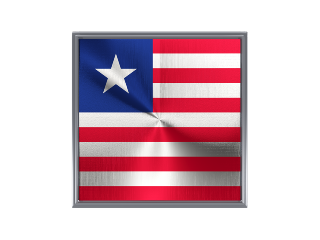 Square metal button. Download flag icon of Liberia at PNG format