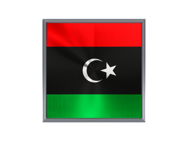 Square metal button. Download flag icon of Libya at PNG format