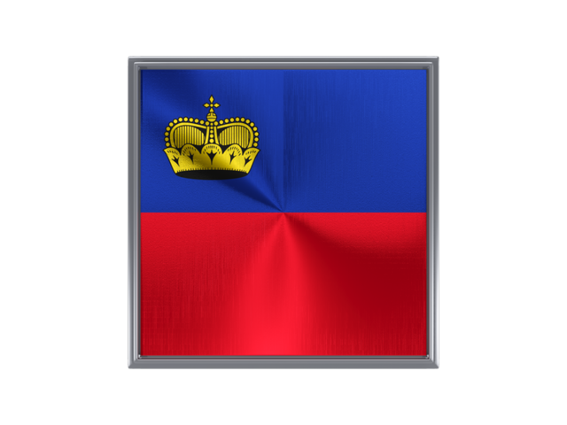 Square metal button. Download flag icon of Liechtenstein at PNG format