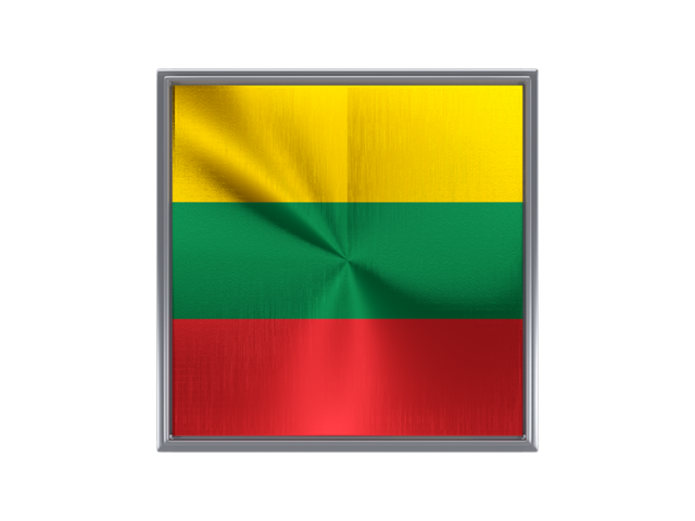 Square metal button. Download flag icon of Lithuania at PNG format
