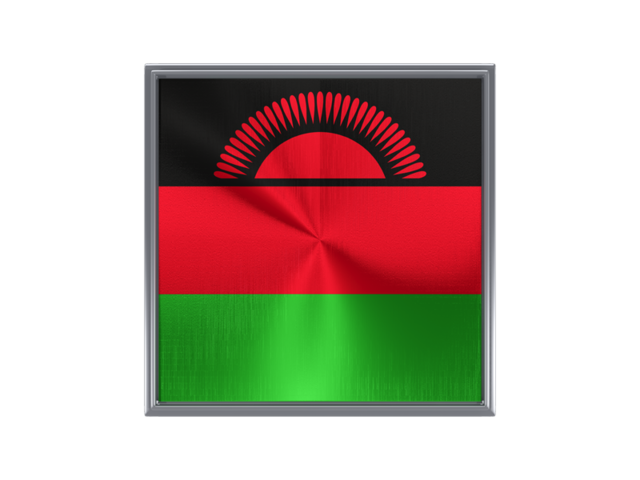 Square metal button. Download flag icon of Malawi at PNG format