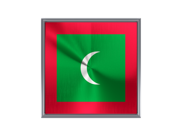 Square metal button. Download flag icon of Maldives at PNG format