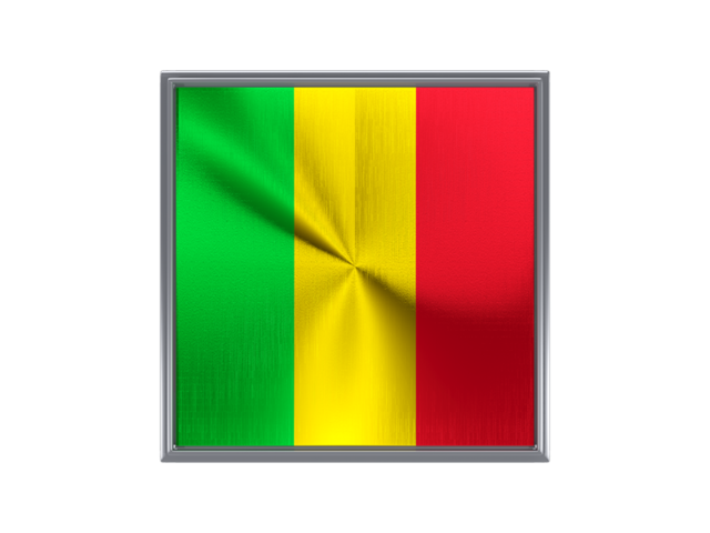 Square metal button. Download flag icon of Mali at PNG format