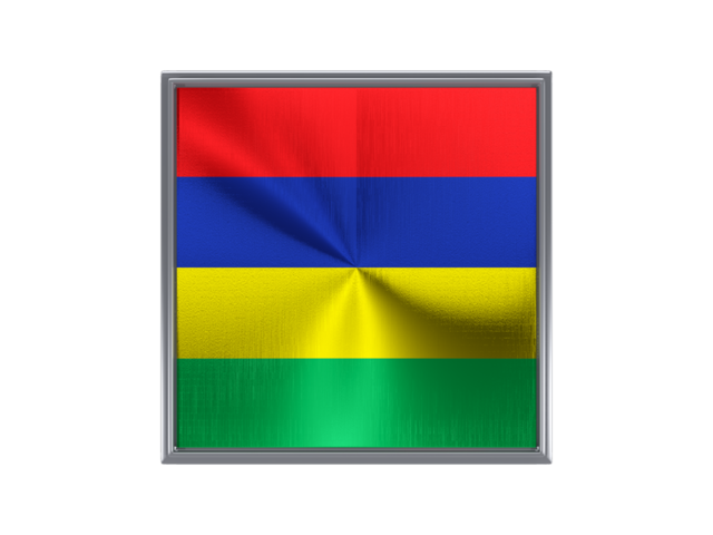 Square metal button. Download flag icon of Mauritius at PNG format