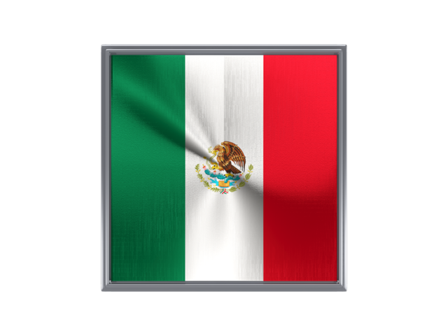 Square metal button. Download flag icon of Mexico at PNG format