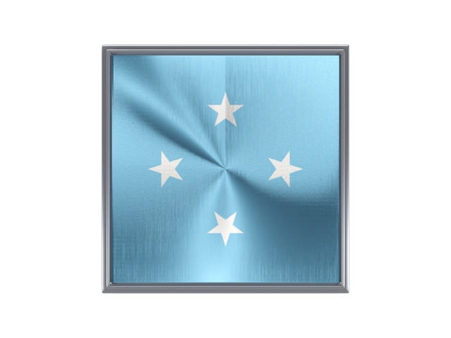 Square metal button. Download flag icon of Micronesia at PNG format