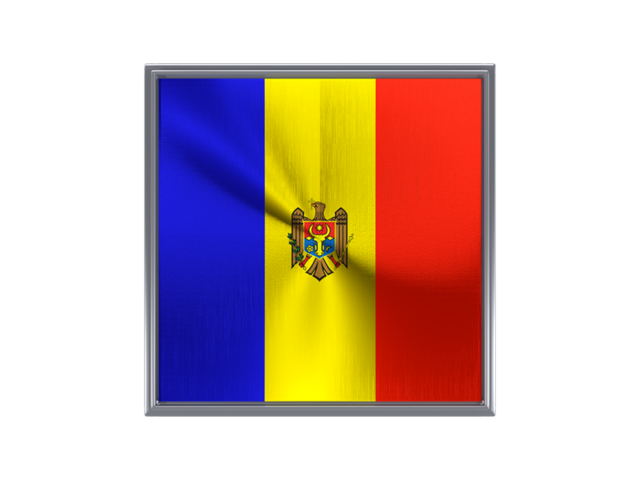 Square metal button. Download flag icon of Moldova at PNG format