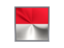 Monaco. Square metal button. Download icon.