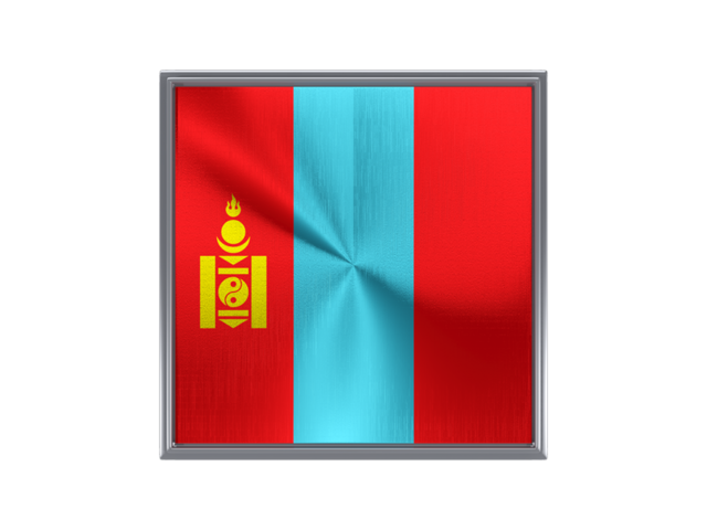 Square metal button. Download flag icon of Mongolia at PNG format