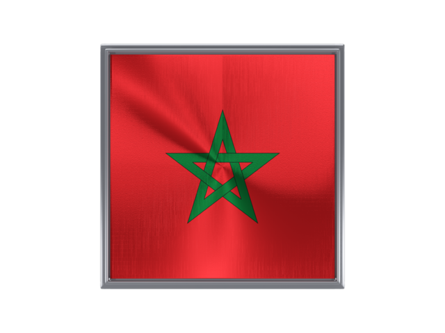 Square metal button. Download flag icon of Morocco at PNG format