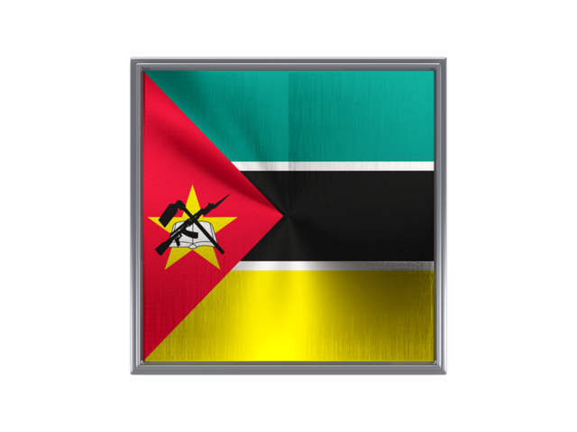 Square metal button. Download flag icon of Mozambique at PNG format