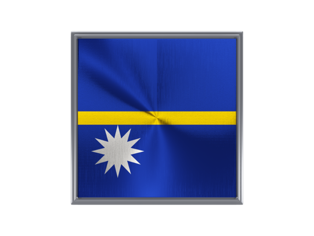 Square metal button. Download flag icon of Nauru at PNG format