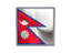 Nepal. Square metal button. Download icon.