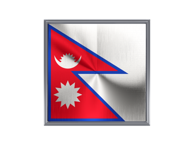 Square metal button. Download flag icon of Nepal at PNG format