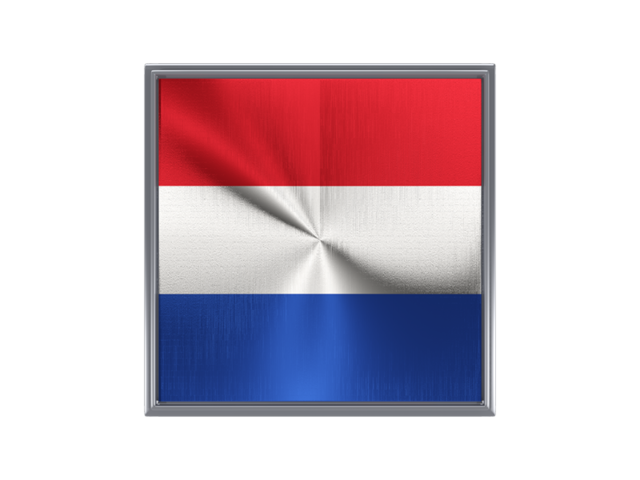 Square metal button. Download flag icon of Netherlands at PNG format