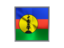 New Caledonia. Square metal button. Download icon.