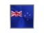 New Zealand. Square metal button. Download icon.