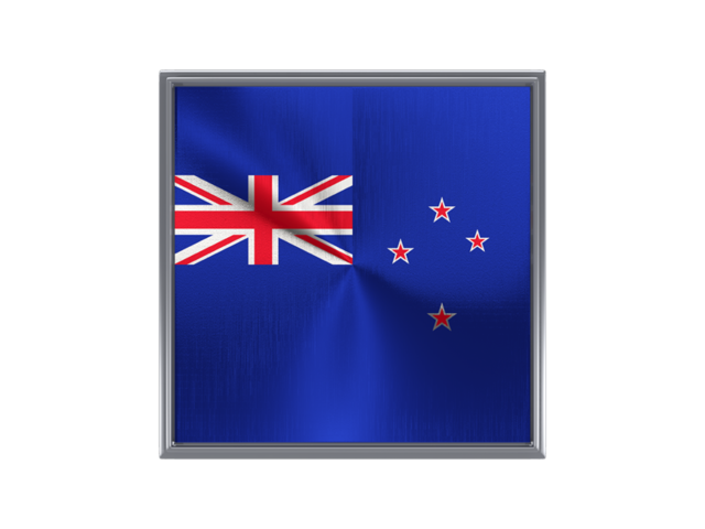 Square metal button. Download flag icon of New Zealand at PNG format