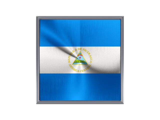 Square metal button. Download flag icon of Nicaragua at PNG format