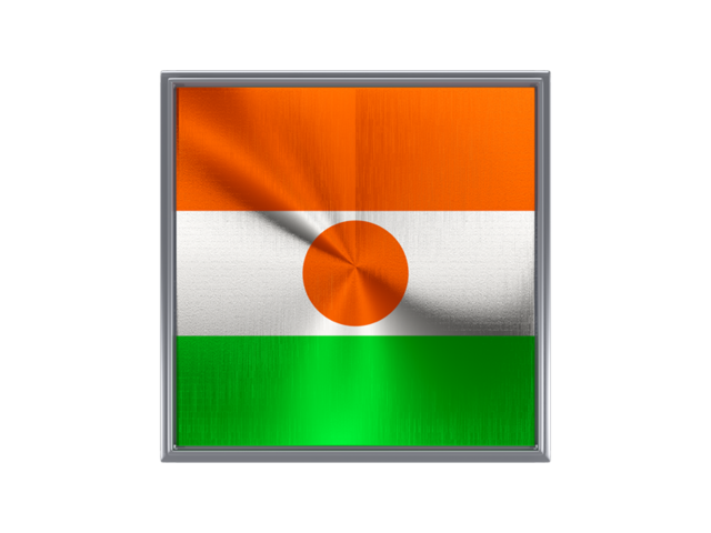 Square metal button. Download flag icon of Niger at PNG format