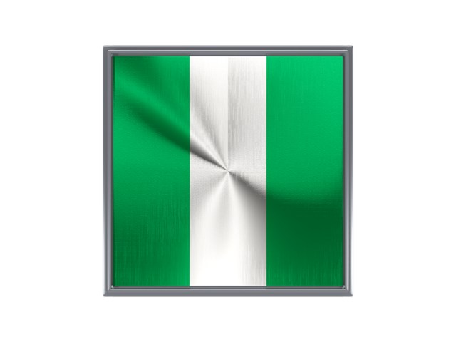 Square metal button. Download flag icon of Nigeria at PNG format