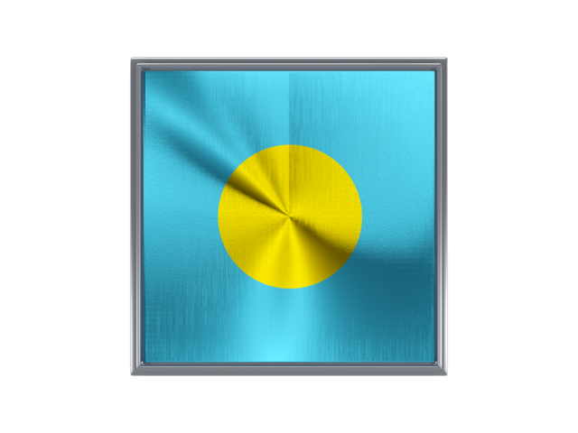 Square metal button. Download flag icon of Palau at PNG format