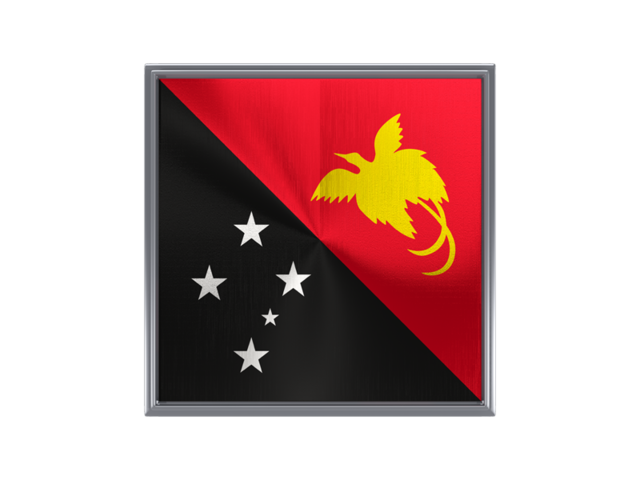 Square metal button. Download flag icon of Papua New Guinea at PNG format