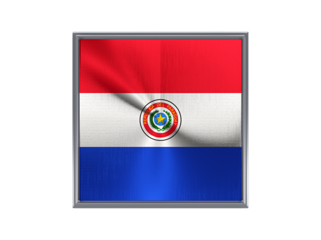 Square metal button. Download flag icon of Paraguay at PNG format