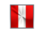 Peru. Square metal button. Download icon.