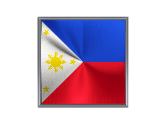 Square metal button. Download flag icon of Philippines at PNG format