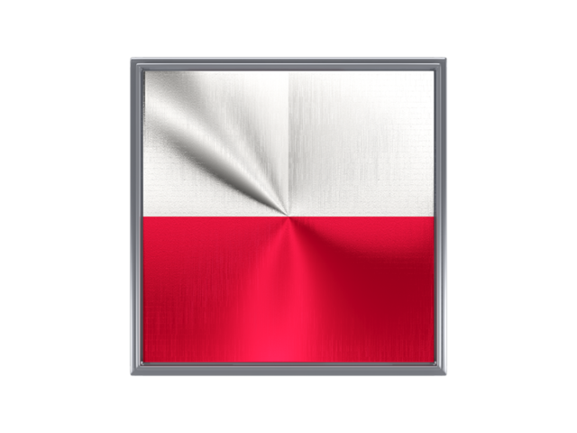 Square metal button. Download flag icon of Poland at PNG format