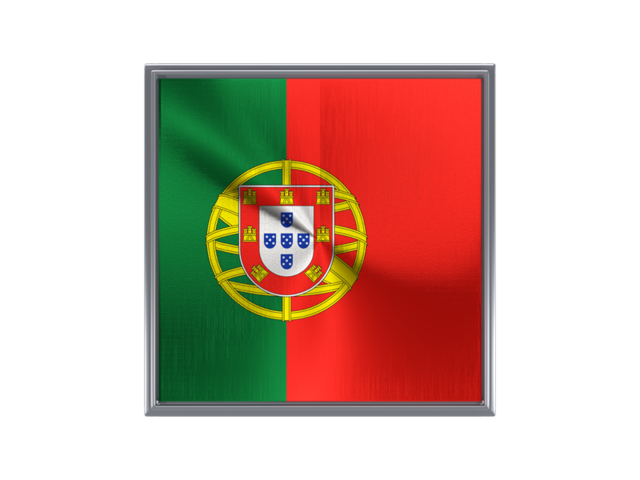 Square metal button. Download flag icon of Portugal at PNG format