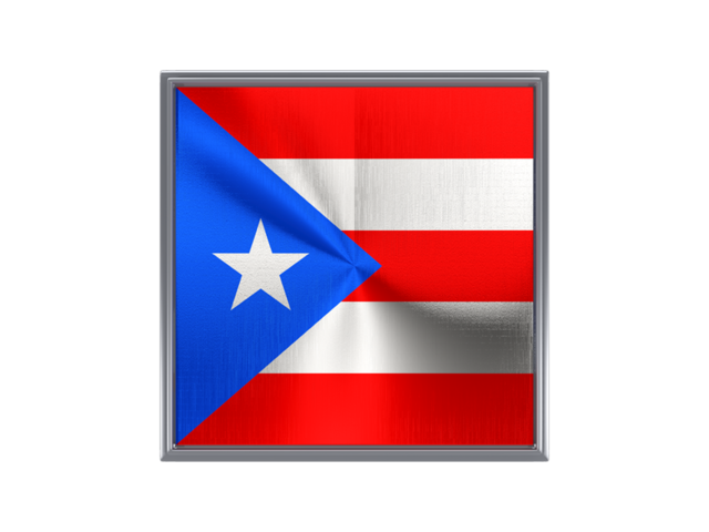 Square metal button. Download flag icon of Puerto Rico at PNG format