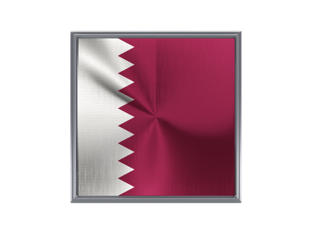 Square metal button. Download flag icon of Qatar at PNG format