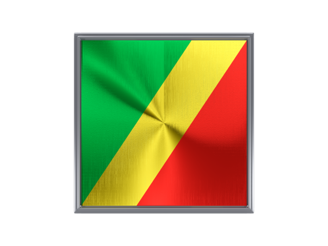 Square metal button. Download flag icon of Republic of the Congo at PNG format