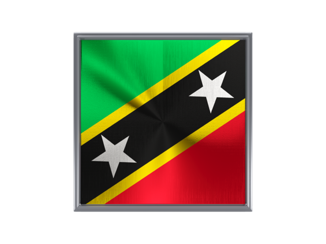 Square metal button. Download flag icon of Saint Kitts and Nevis at PNG format