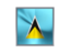 Saint Lucia. Square metal button. Download icon.