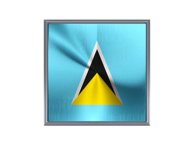 Square metal button. Download flag icon of Saint Lucia at PNG format